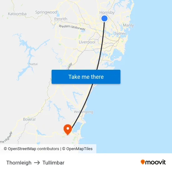 Thornleigh to Tullimbar map