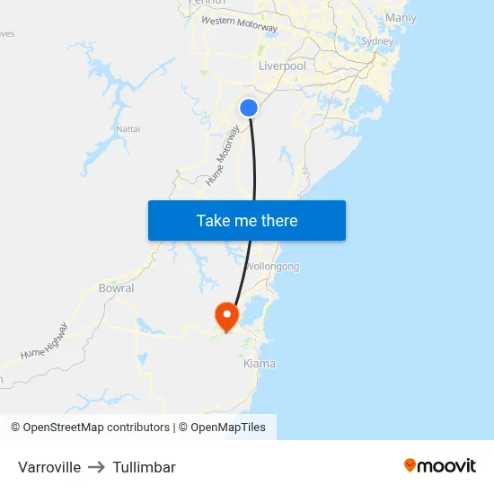Varroville to Tullimbar map