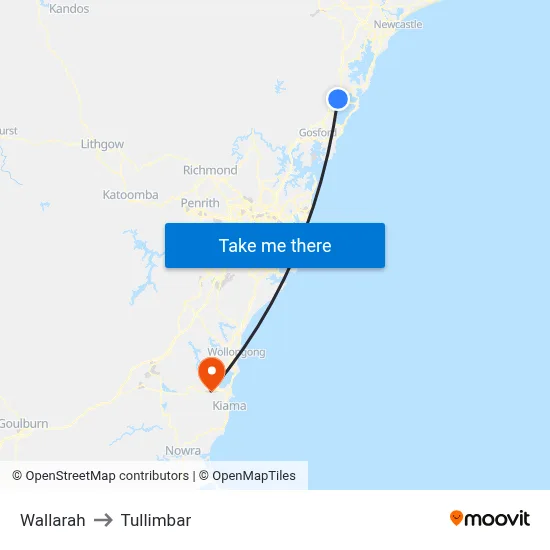 Wallarah to Tullimbar map