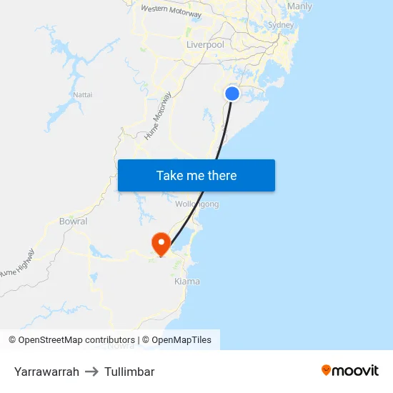 Yarrawarrah to Tullimbar map