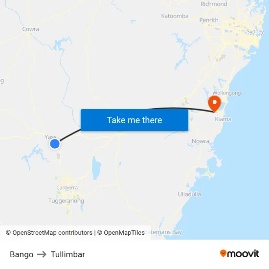 Bango to Tullimbar map