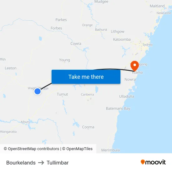 Bourkelands to Tullimbar map