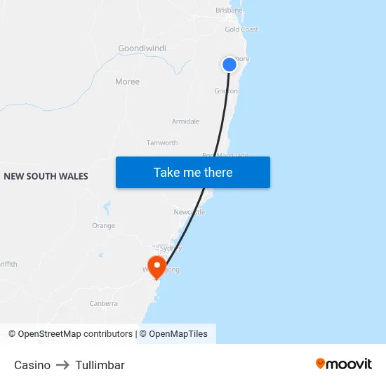 Casino to Tullimbar map