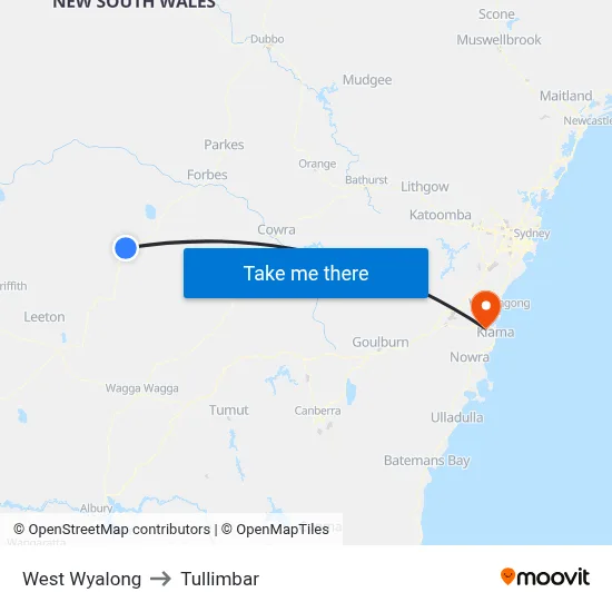 West Wyalong to Tullimbar map