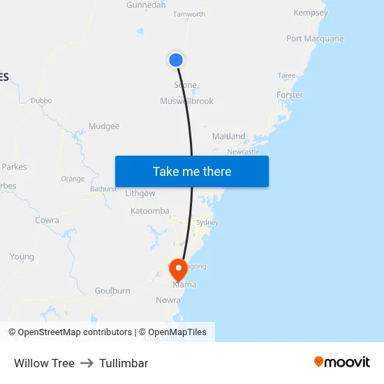 Willow Tree to Tullimbar map