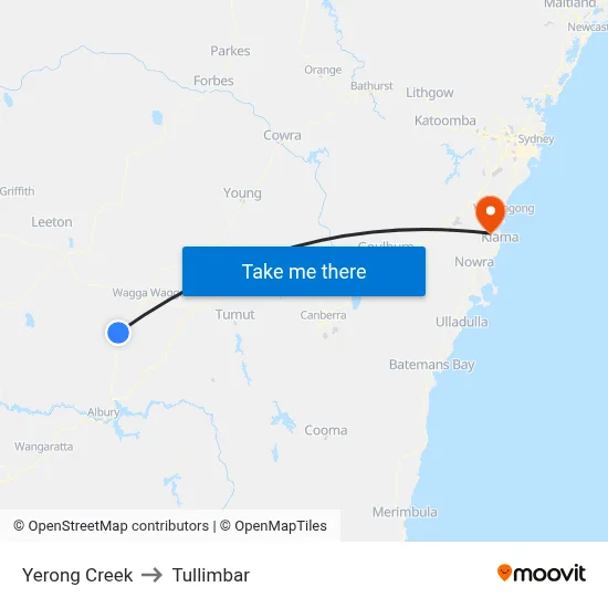 Yerong Creek to Tullimbar map