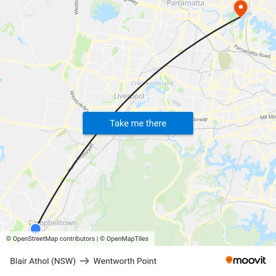 Blair Athol (NSW) to Wentworth Point map