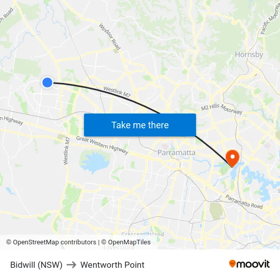 Bidwill (NSW) to Wentworth Point map