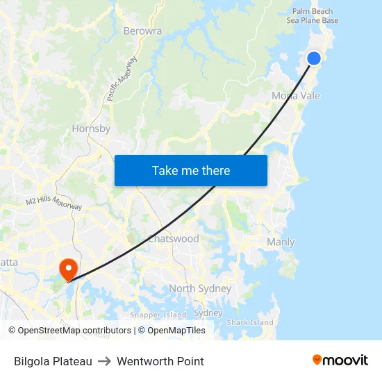Bilgola Plateau to Wentworth Point map