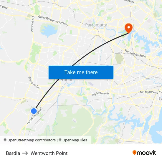 Bardia to Wentworth Point map
