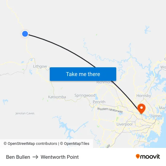 Ben Bullen to Wentworth Point map