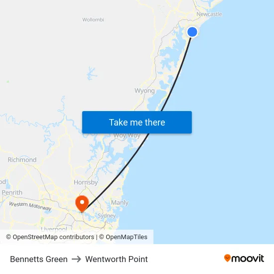 Bennetts Green to Wentworth Point map