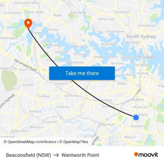 Beaconsfield (NSW) to Wentworth Point map