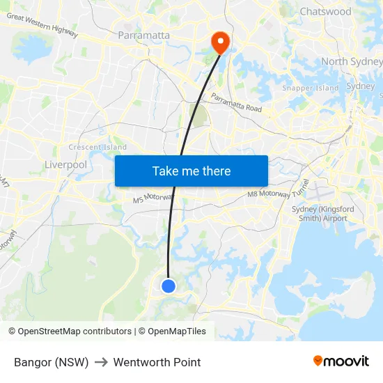 Bangor (NSW) to Wentworth Point map