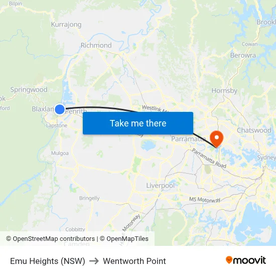 Emu Heights (NSW) to Wentworth Point map