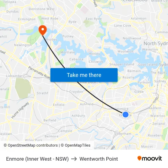 Enmore (Inner West - NSW) to Wentworth Point map