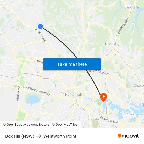 Box Hill (NSW) to Wentworth Point map