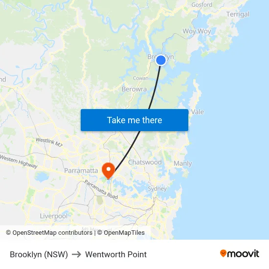 Brooklyn (NSW) to Wentworth Point map