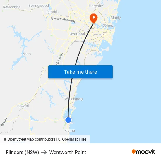 Flinders (NSW) to Wentworth Point map