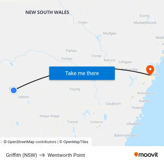 Griffith (NSW) to Wentworth Point map