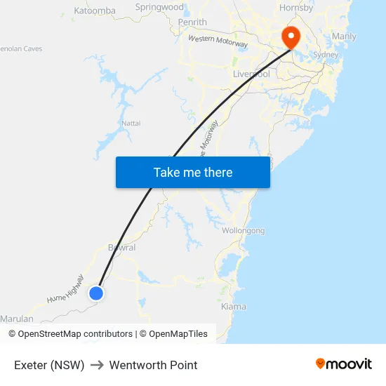 Exeter (NSW) to Wentworth Point map