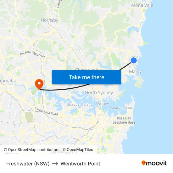 Freshwater (NSW) to Wentworth Point map