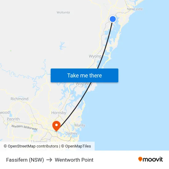 Fassifern (NSW) to Wentworth Point map