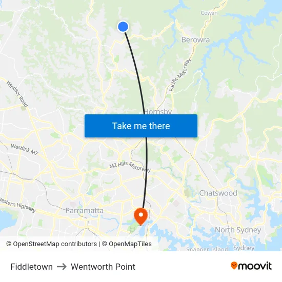 Fiddletown to Wentworth Point map