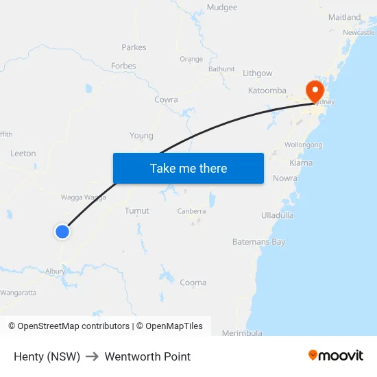 Henty (NSW) to Wentworth Point map