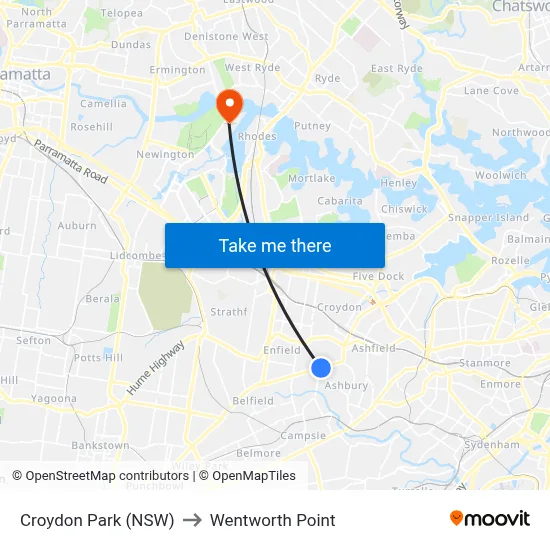 Croydon Park (NSW) to Wentworth Point map