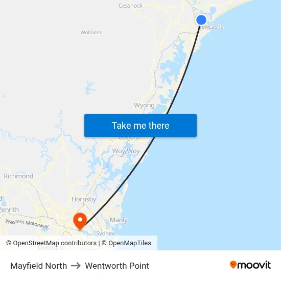 Mayfield North to Wentworth Point map