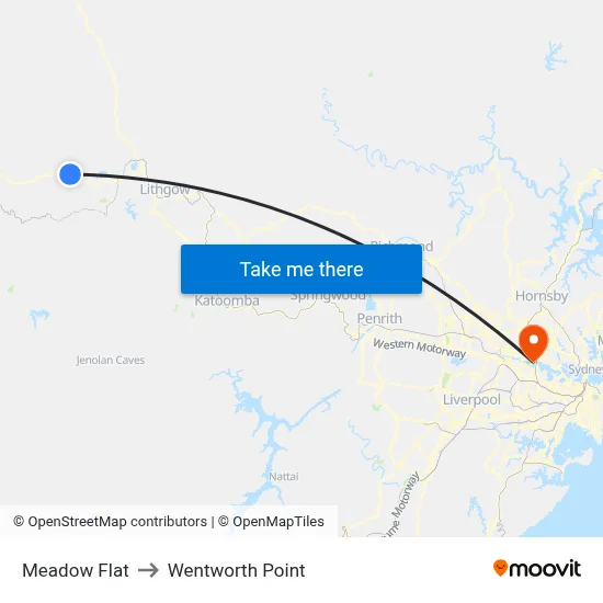 Meadow Flat to Wentworth Point map