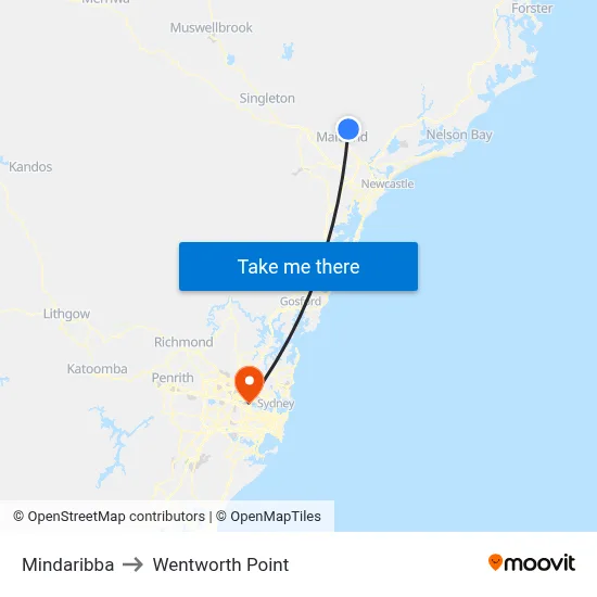 Mindaribba to Wentworth Point map