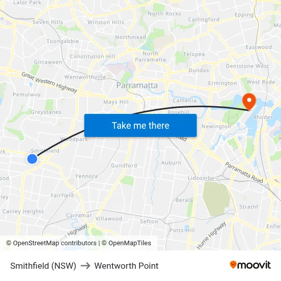 Smithfield (NSW) to Wentworth Point map