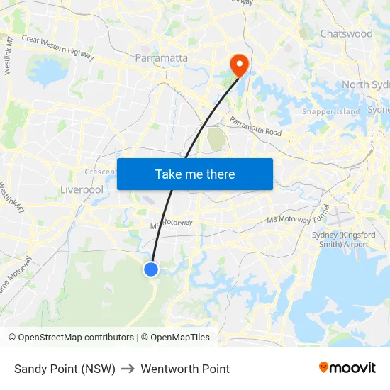Sandy Point (NSW) to Wentworth Point map