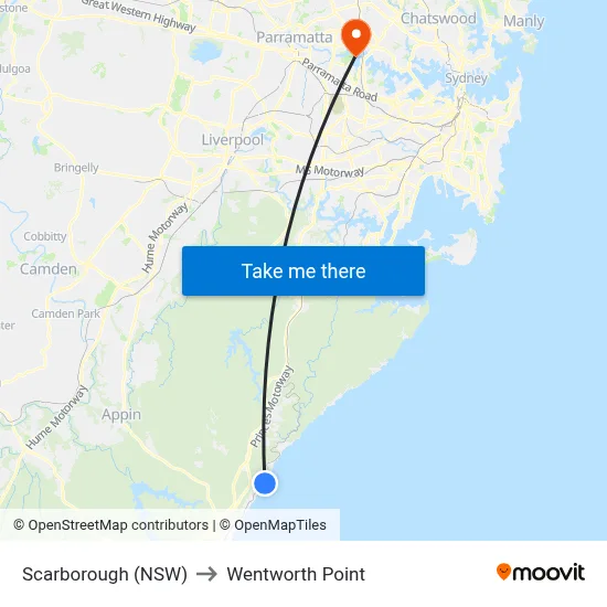 Scarborough (NSW) to Wentworth Point map