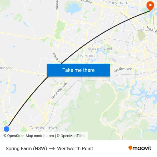 Spring Farm (NSW) to Wentworth Point map
