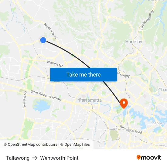 Tallawong to Wentworth Point map