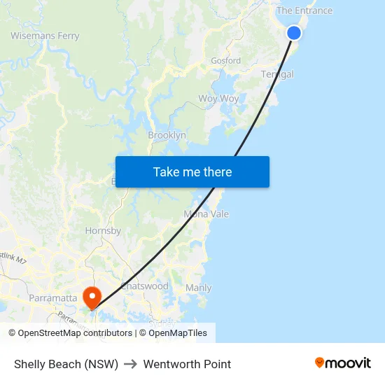 Shelly Beach (NSW) to Wentworth Point map