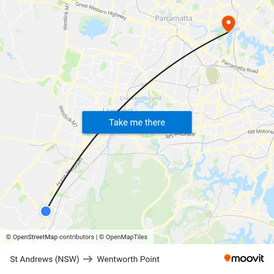 St Andrews (NSW) to Wentworth Point map