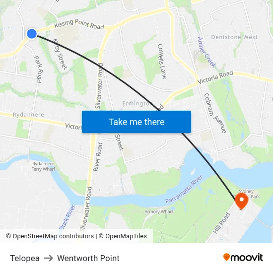 Telopea to Wentworth Point map