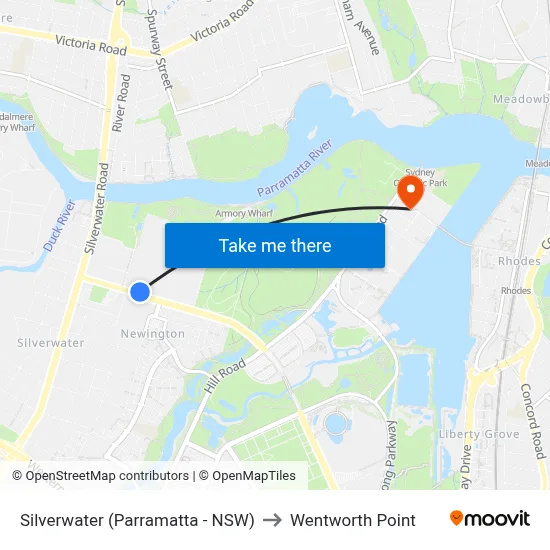 Silverwater (Parramatta - NSW) to Wentworth Point map