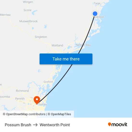 Possum Brush to Wentworth Point map