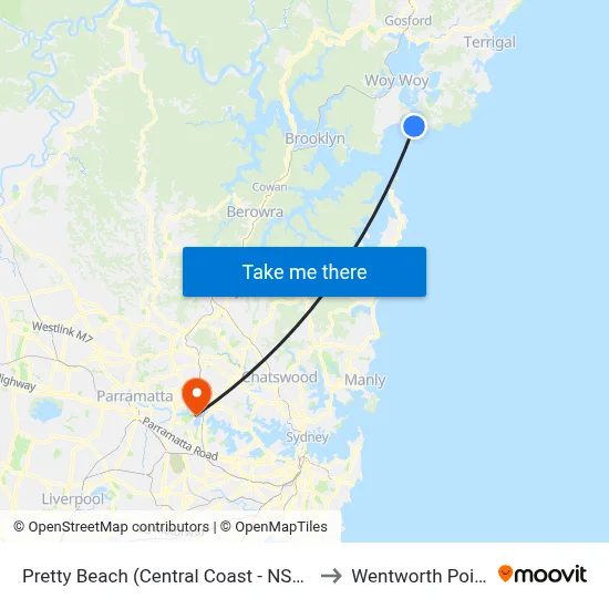 Pretty Beach (Central Coast - NSW) to Wentworth Point map