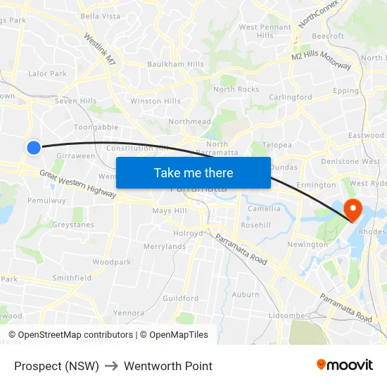 Prospect (NSW) to Wentworth Point map