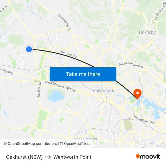 Oakhurst (NSW) to Wentworth Point map