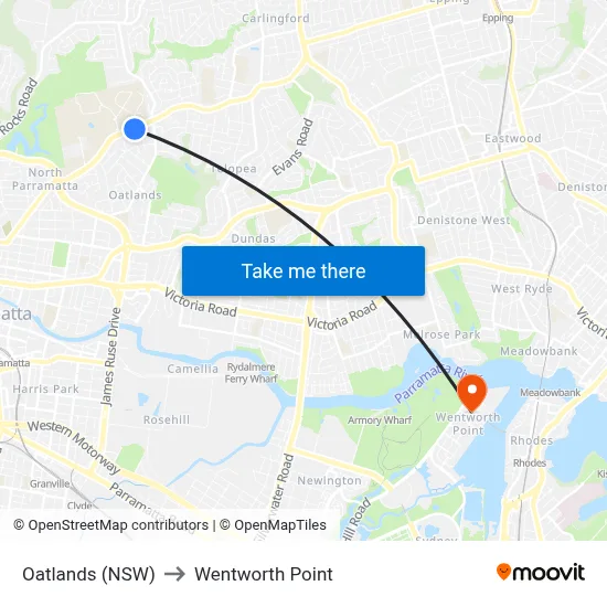 Oatlands (NSW) to Wentworth Point map
