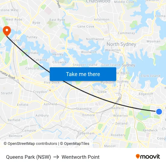 Queens Park (NSW) to Wentworth Point map