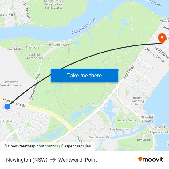 Newington (NSW) to Wentworth Point map