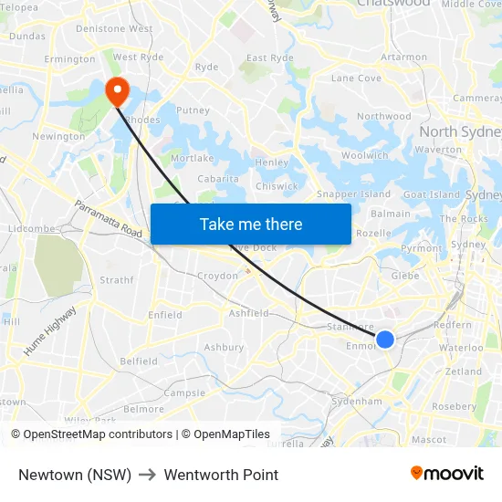 Newtown (NSW) to Wentworth Point map